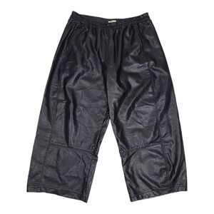 Anthropologie Pilcro The Izzie Pull-On Barrel Pant Size Large Black Faux Leather